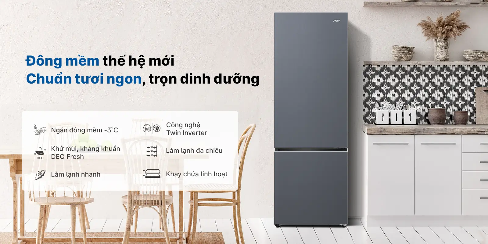 Tủ lạnh Aqua Inverter 292L AQR-B360MA(SLB)